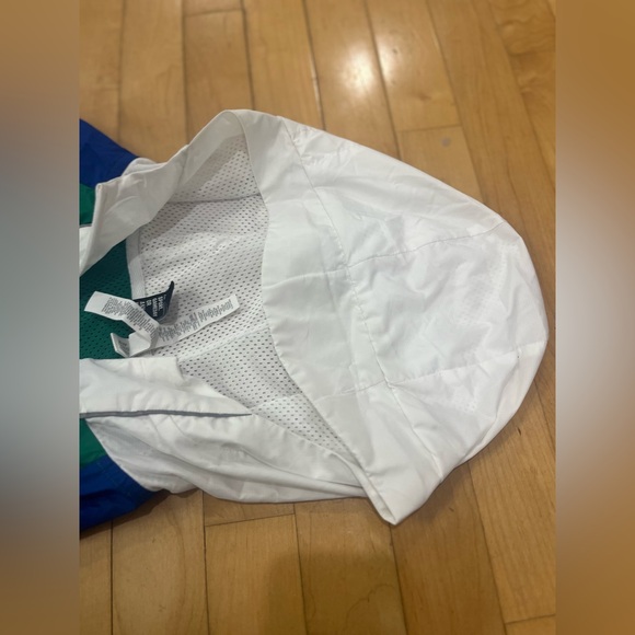 Adidas Green and Blue Windbreaker Jacket with a Hood - Picture 11 of 11